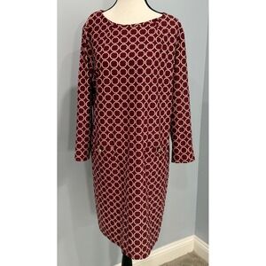 Jude Connally XL Burgundy Ella Cloth Circle Geo Shift Dress Jet Set Mod Inspired